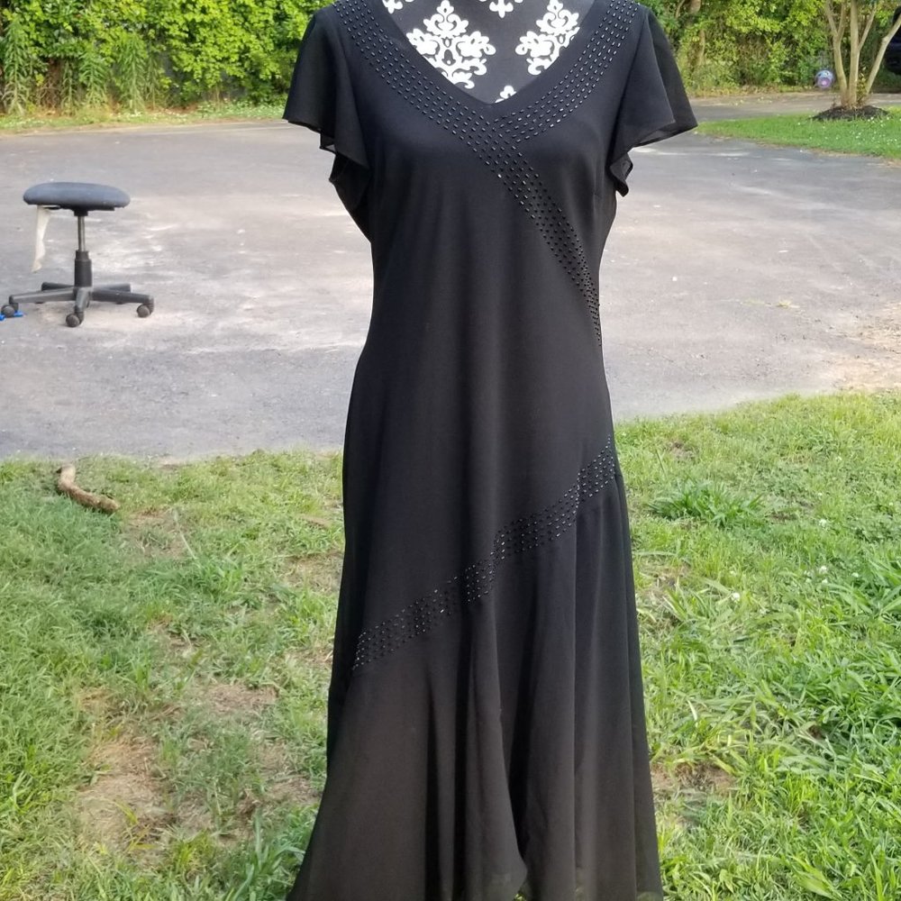 Art Deco Style Black Beaded Cocktail Dress
